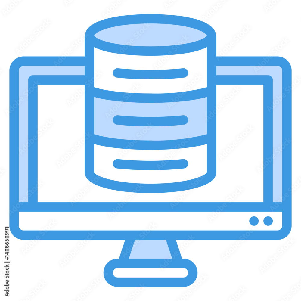 Wall mural computer monitor with a database icon inside, perfect for technology concepts, it articles, data man