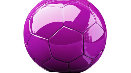 Glossy 3D Purple Soccer Ball Isolated on Transparent Background