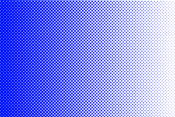 Blue Dotted halftone gradient texture. Vanishing polka dot background. Repeating dots gradation pattern background. Blue fading comic pop art overlay backdrop. Raster effect wallpaper
