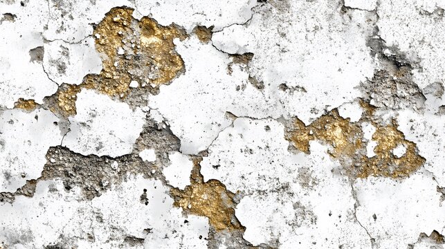 Grunge White Gold Texture Cracked Wall Background