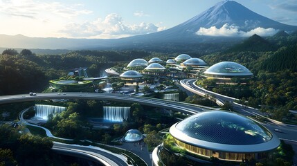 Aerial view of eco-city landscape