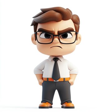 Frustrated Businessman: A 3D Cartoon Illustration of a Displeased Office Worker