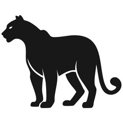 Obraz premium Jaguar Panther Logo - Minimalist Flat Simple Black Silhouette Logogram for Brand Identity 