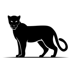 Obraz premium Jaguar Panther Logo - Minimalist Flat Simple Black Silhouette Logogram for Brand Identity 