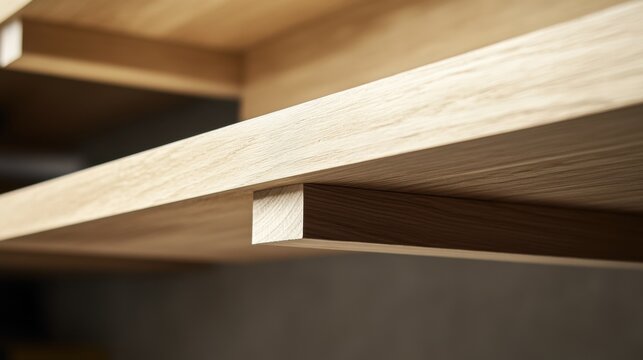 Carpenter assembling a wooden shelf in a workshop. Featuring precision and craftsmanship