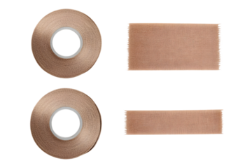Isolated Copper Rolls And Rectangle Tapes On A Black Transparent Background