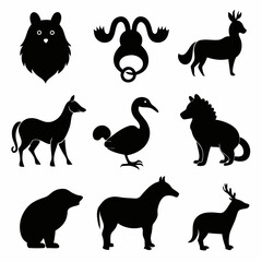 Fototapeta premium 9 Animal Silhouette Vector Set