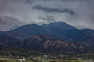 Naklejka premium mountain landscape with clouds