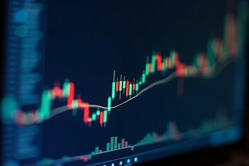 A Stock Chart Is Green And Red, Economic Data, Trading Analysis, Financial Information, Stock Market Fluctuation, Investment Performance