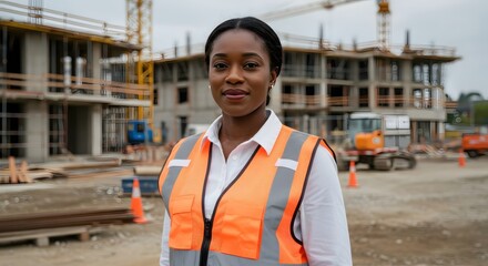 Confident Engineer at Construction Site.