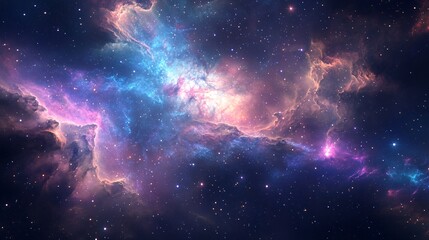 Obraz premium A universe of stars and nebulae rendered in rich purples and blues. This wallpaper brings a magical galaxy right to your desktop