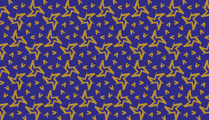 Original interior background in triangles style. Curved line. Vector illustration. Blue, orange color. For modern interior design, fashion print. Seamless