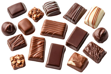 Isolated Photo of Assorted Chocolate Candies on a Transparent Background