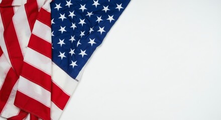 Obraz premium Top view of Flag of the United States of America on white background. Independence Day USA, Memorial.