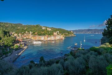 Fototapeta premium The village of Portofino is located in the Metropolitan City of Genoa on the Italian Riviera, Italy