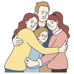 Family hug each other