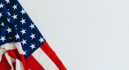 Fototapeta premium Top view of Flag of the United States of America on white background. Independence Day USA, Memorial.