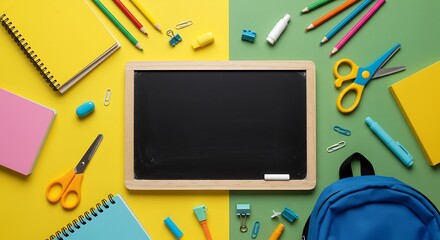 Back to School Supplies Flat Lay Colorful Stationery