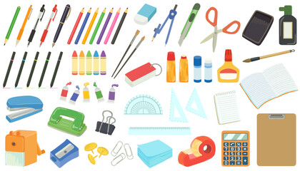 文房具のイラストセット ベクター素材
