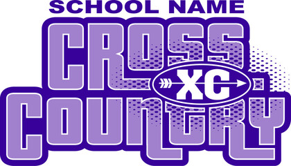 cross country team design with arrow for school, college or league sports