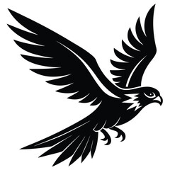 Fototapeta premium Isolated Hawk Flying Silhouette Wings Spread on Transparent Background