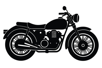 Fototapeta premium Motorcycle Silhouette Side View of Classic Bike with Detailed Wheel Spokes Design