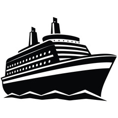 Obraz premium Silhouette of a Cruise Ship with Waves on Transparent Background