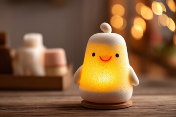 Easter and lamp: Decorative lamp shaped like a peep marshmallow chick, cozy holiday vibes.