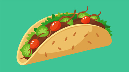 Bite into a chapulines taco filled with crunchy grasshoppers and topped with fresh salsa for a delicious and adventurous meal.. Vector illustration
