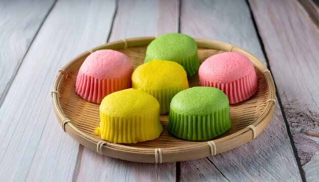 colorful steamed sponge cake or bolu kukus