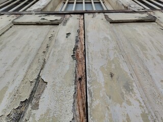 Aesthetic wood surface texture on classic old door of European Dutch building upgrade