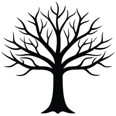 Obraz premium Tree Silhouette Clipart, Isolated Branches Vector, Leafless Tree Design on White
