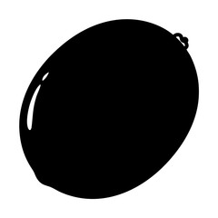 Black and White Silhouette of a Single Lime Fruit Illustration