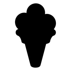 A Simple Black Silhouette of a Delicious Ice Cream Cone with Three Scoops