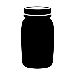 A Simple Black Silhouette of a Glass Jar with a Lid