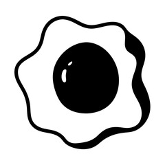A Simple Black and White Illustration of a Fried Egg