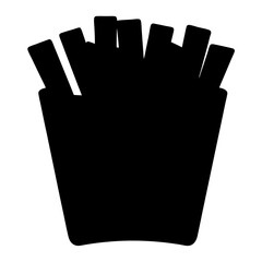 A Black Silhouette of French Fries in a Container