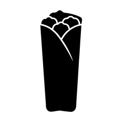 A Delicious and Simple Black and White Burrito Icon Illustration