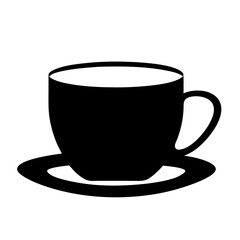 A Simple Black and White Illustration of a Coffee Cup and Saucer