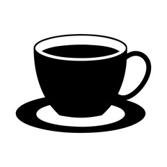 A Simple Black and White Illustration of a Coffee Cup and Saucer