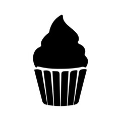 A Delicious Black Silhouette of a Cupcake with Swirled Frosting