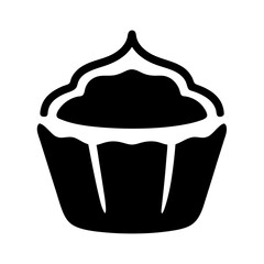 A Delicious Black and White Cupcake Icon Illustration