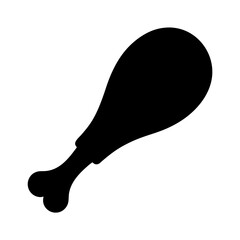 Silhouette of a Single Chicken Leg or Drumstick Simple Black Icon Graphic