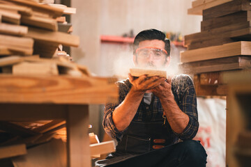 carpenters team work together creatively, creative carpenter trainer workshop with team partner,...