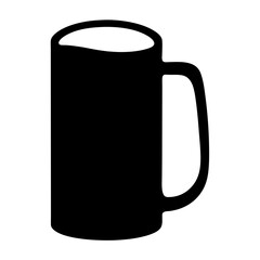 A simple black silhouette of a large mug or tankard with a single handle
