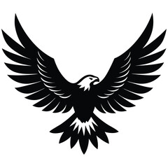 Fototapeta premium Black Symbol of Soaring Eagle with Spread Wings on a Transparent Background