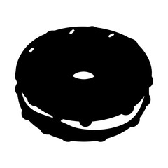 A Delicious Black and White Silhouette of a Glazed Donut with Sprinkles