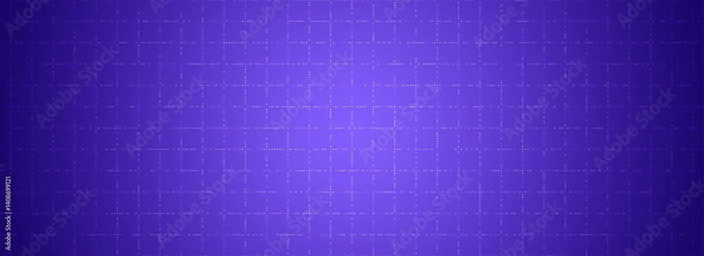 Aufkleber Purple glowing grid background. Dotted tech square network backdrop. Abstract dot checkered dashboard pattern for science, technology, business, healthcare, medicine design template. Vector wallpaper