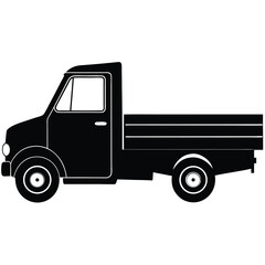 Classic Silhouette Truck on Transparent Background Transportation Icon Auto