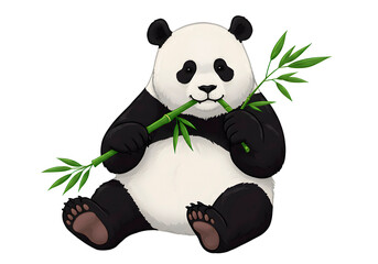 panda with bamboo transparent background